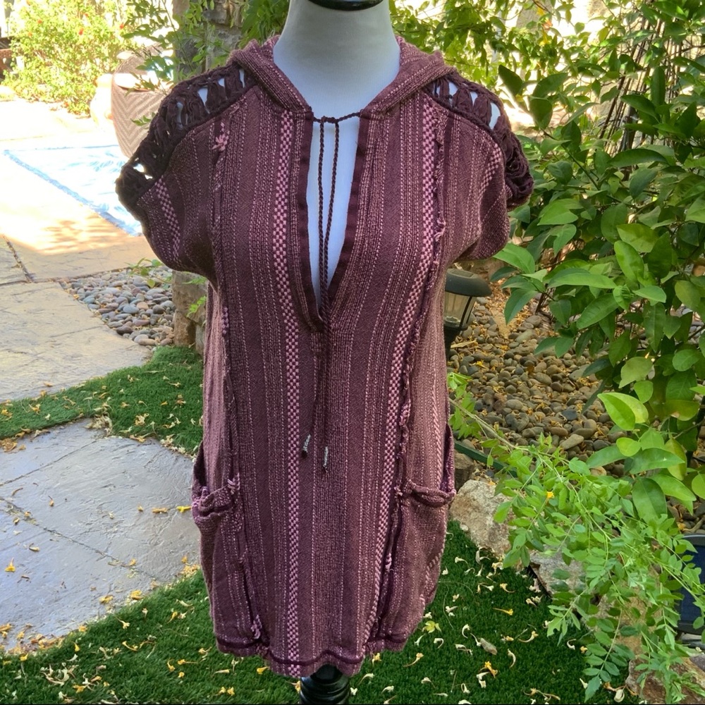 Free People Pull over Plunge neck Hoodie Sweater